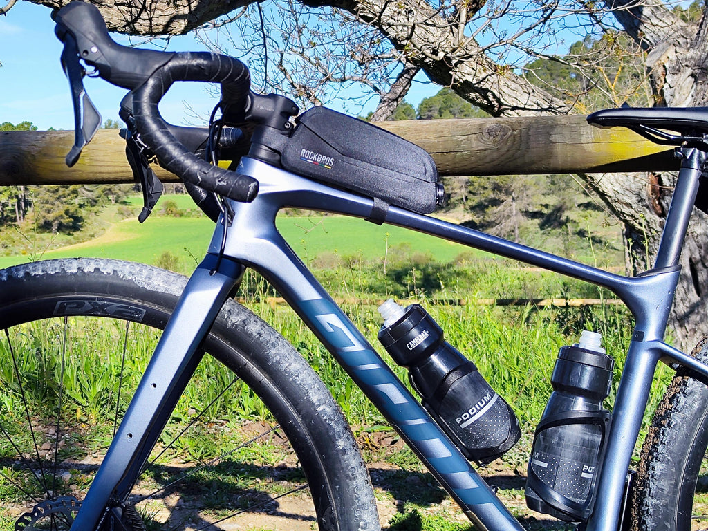 ROCKBROS ROAD TO SKY Bolsa de Alforja Superior Magnética 100% Impermeable con Diseño de Tapa Plegable Magnética 600D Poliéster Revestimiento TPU 0.6L & 0.9L Capacidad para Ciclismo-Ciclismo Protección de Marco de Bicicleta & Estable
