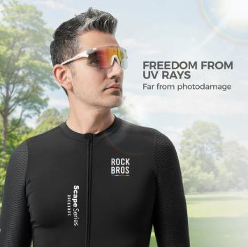 ROCKBROS Road-to-Sky BOUNDLESS Gafas de Ciclismo Fotocromáticas – Cristales & Varillas Intercambiables, TAC Polarizadas & Revestimiento REVO, Protección UV400, Ultraligeras 25g Montura TR, Ergonómicas, Ideales para Ciclismo, Correr, Senderismo & Exterior