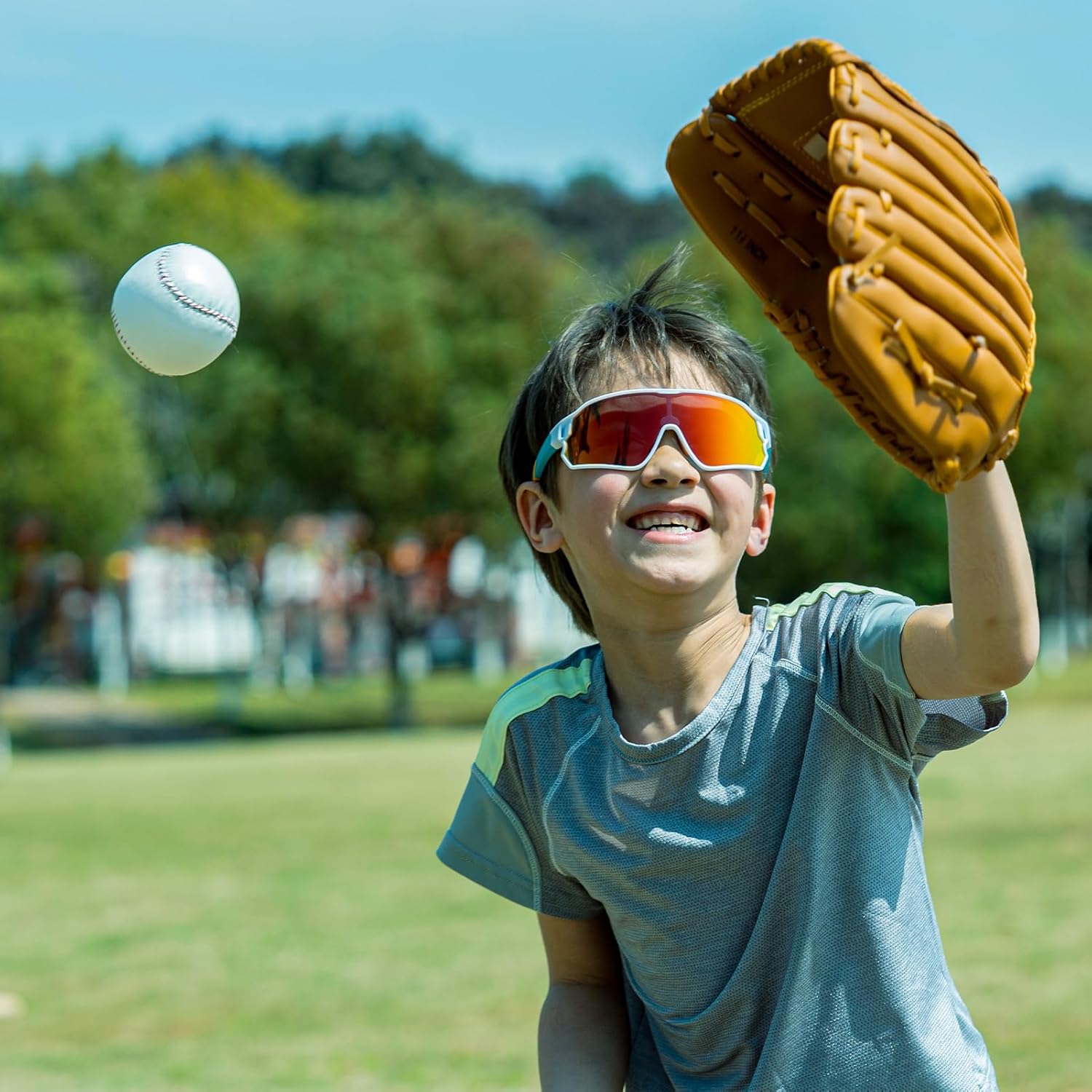 ROCKBROS Gafas de ciclismo para niños Protección UV400 Gafas de sol polarizadas Hechas de material TR90 para una visión óptima y comodidad de uso Visión sin deslumbramiento Diseño ligero y portátil Adecuado para ciclismo y varias actividades al aire libre
