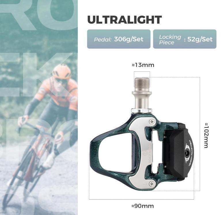 ROCKBROS Tacos de Pedal SPD, Pedal de Bicicleta de Carretera de Aleación de Aluminio con Tensión Ajustable, Rodamientos Sellados, Eje de CrMo, Incluye Clips, Duradero, Antideslizante, para Carretera y Entrenamiento