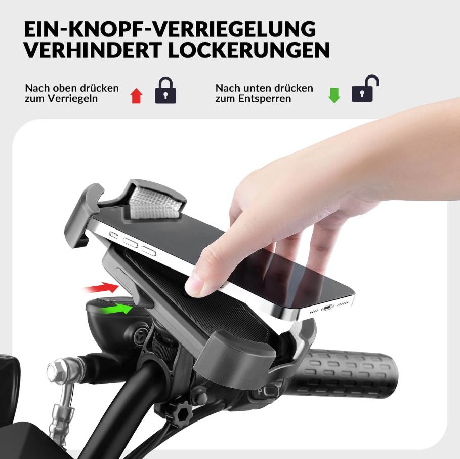 ROCKBROS Soporte Móvil Bicicleta & Moto – Rotación 360°, Antigolpes & Seguro, para Smartphones 4.7–7 Pulgadas, Fácil Instalación Material EVA Resistente Puerto de Carga Compatible con Teléfonos, Ideal E-Bike, Bicicleta de Carretera, MTB, Urbano