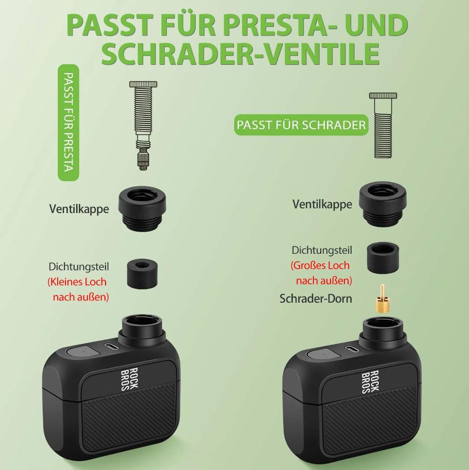 ROCKBROS AS110 mini bomba de aire a batería: 120 PSI, presión Turbo, más pequeña #E-Pumpe, USB-C de carga rápida.Tu salvavidas para llevar, larga autonomía para impresiones óptimas y diseño portátil para #Rennrad, #MTB & #Ebike
