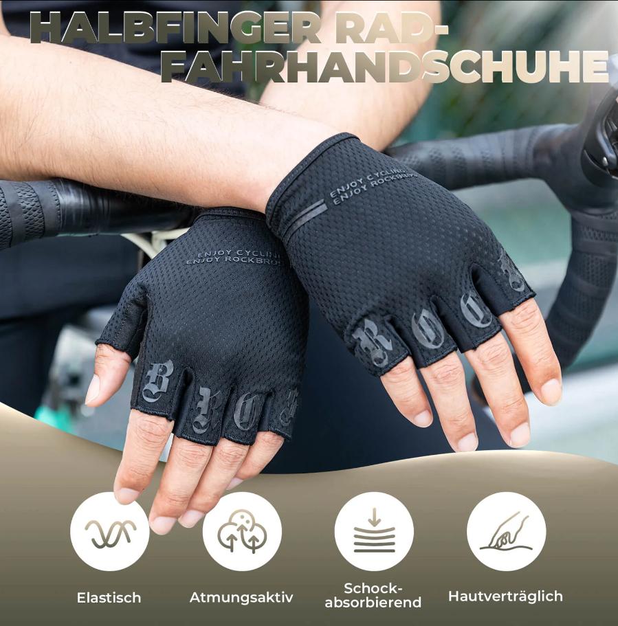 ROCKBROS Guantes de Ciclismo de Medio Dedo Antideslizantes Acolchados Absorción de Impactos Transpirables Tejido de Malla para Circulación de Aire y Comodidad Ideal para Ciclismo Correr y Senderismo