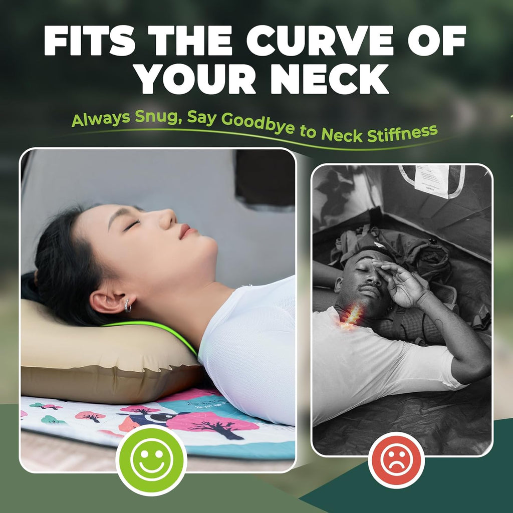 ROCKBROS almohada de camping, almohada cervical, relleno de espuma 3D de alta resiliencia, diseño ergonómico, portátil para camping, viaje, al aire libre, compacta, ligera y fácil de transportar