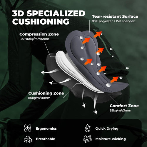 Pantalón de ciclismo ROCKBROS con bragueta acolchada, shorts bib para hombre, pantalón corto de bicicleta, pantalones con tirantes transpirables y de secado rápido para ciclismo en carretera y MTB