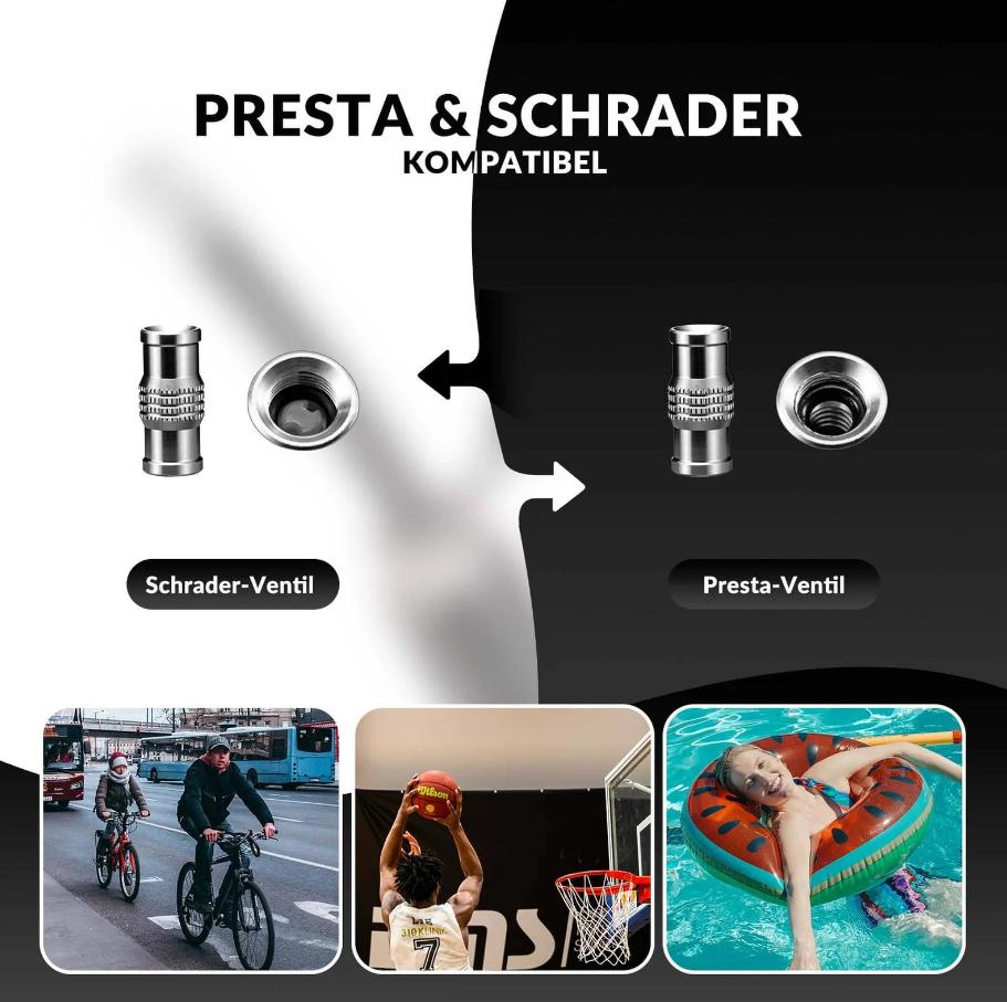 ROCKBROS bomba de aire, bomba de mano, válvulas Schrader y Presta, de aluminio, compacta, con refuerzo de presión de 110 PSI, con manguera oculta y tapa antipolvo, para bicicleta