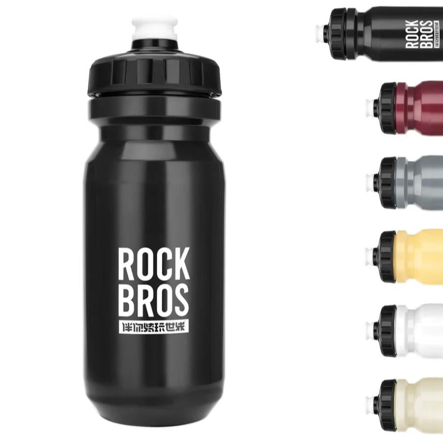 ROCKBROS botella de agua para bicicleta 600 ml, botella para bebidas, sin BPA, a prueba de fugas, con diseño de apretón suave y tapa antipolvo, compatible con todos los portabotellas