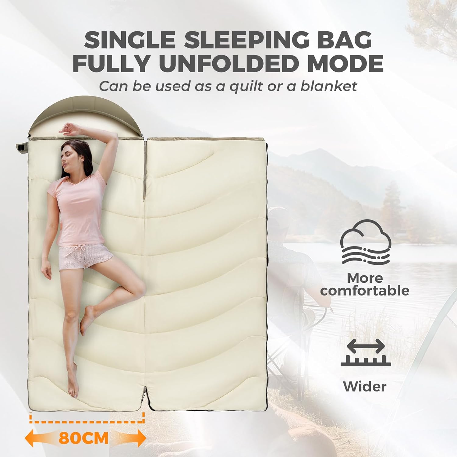 ROCKBROS saco de dormir ultraligero 4 estaciones 6-12°C para adultos al aire libre camping calidez de invierno protección contra el frío portátil hogar persona individual manta con cremallera