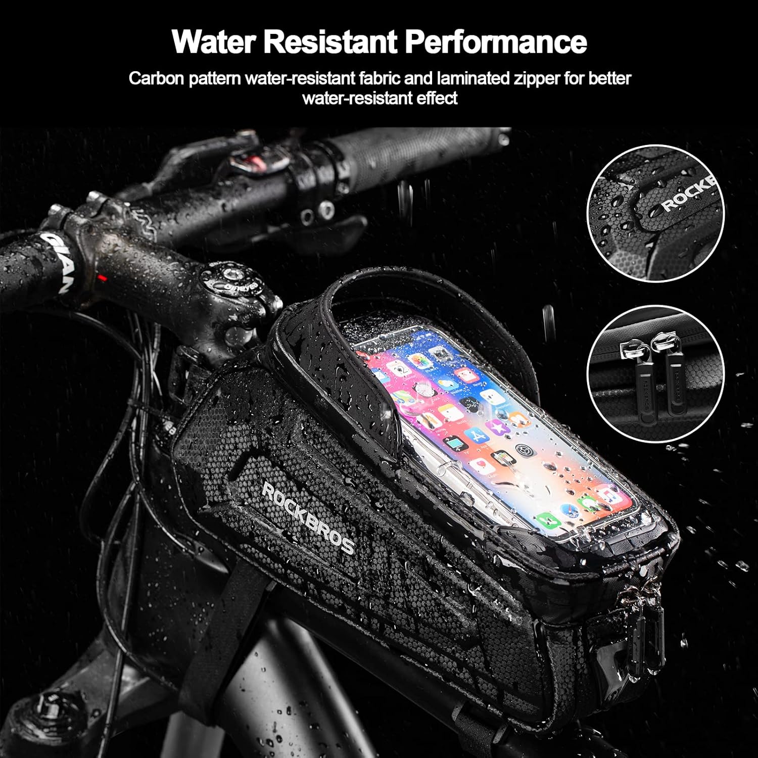 ROCKBROS Bolsa de bicicleta impermeable con pantalla táctil TPU, 1,7 l y 1,3 l, resistente al desgaste, reflectante, gran capacidad, adecuada para teléfonos móviles de hasta 6,8 inch, carcasa rígida de EVA 3D, con protección contra la lluvia