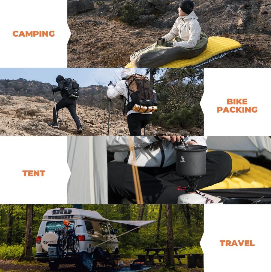 ROCKBROS Qunature colchón inflable/esterilla térmica RS5.0 para camping al aire libre con estructura reflectante 3D y 8 cm de amortiguación