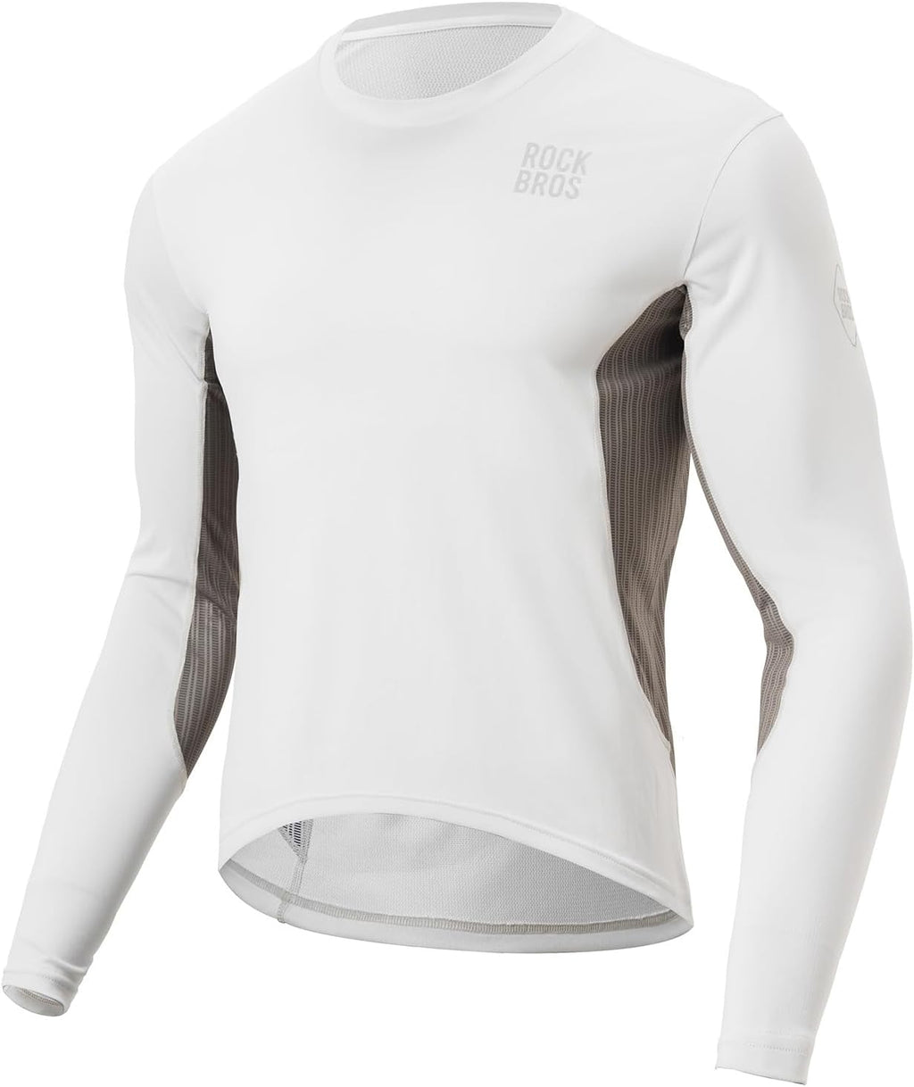 ROCKBROS camiseta de ciclismo para hombre manga larga transpirable de secado rápido con bolsillos para bicicleta de montaña y descenso MTB gris