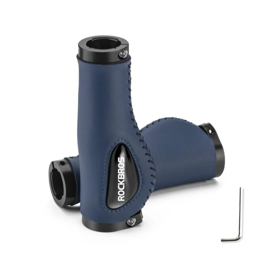 ROCKBROS empuñaduras de cuero MEGA COMODIDAD & protección del muñeco estilosas & ergonómicas empuñaduras de bicicleta para manillares de 22,2 mm MTB city bike e-bike universales para city, trekking & e-bike el tuning de bicicleta con efecto cuero
