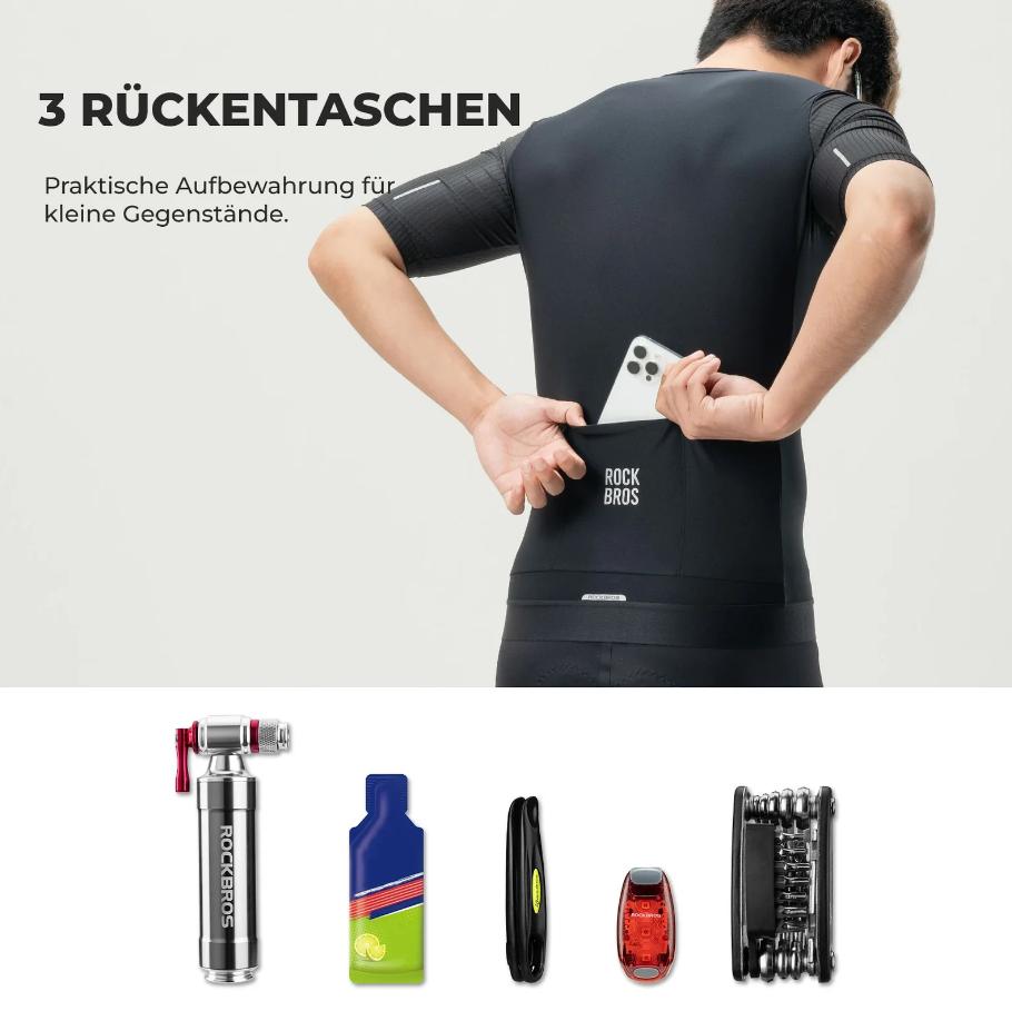 ROCKBROS camiseta de ciclismo para hombre de manga corta – transpirable, reflectante