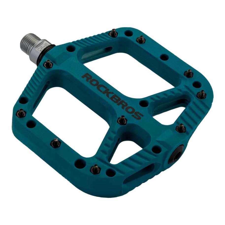 ROCKBROS Pedales MTB premium de nylon con 3 rodamientos de bolas, 9/16 inch, piquetas antideslizantes naranjas, pedales de bicicleta para MTB