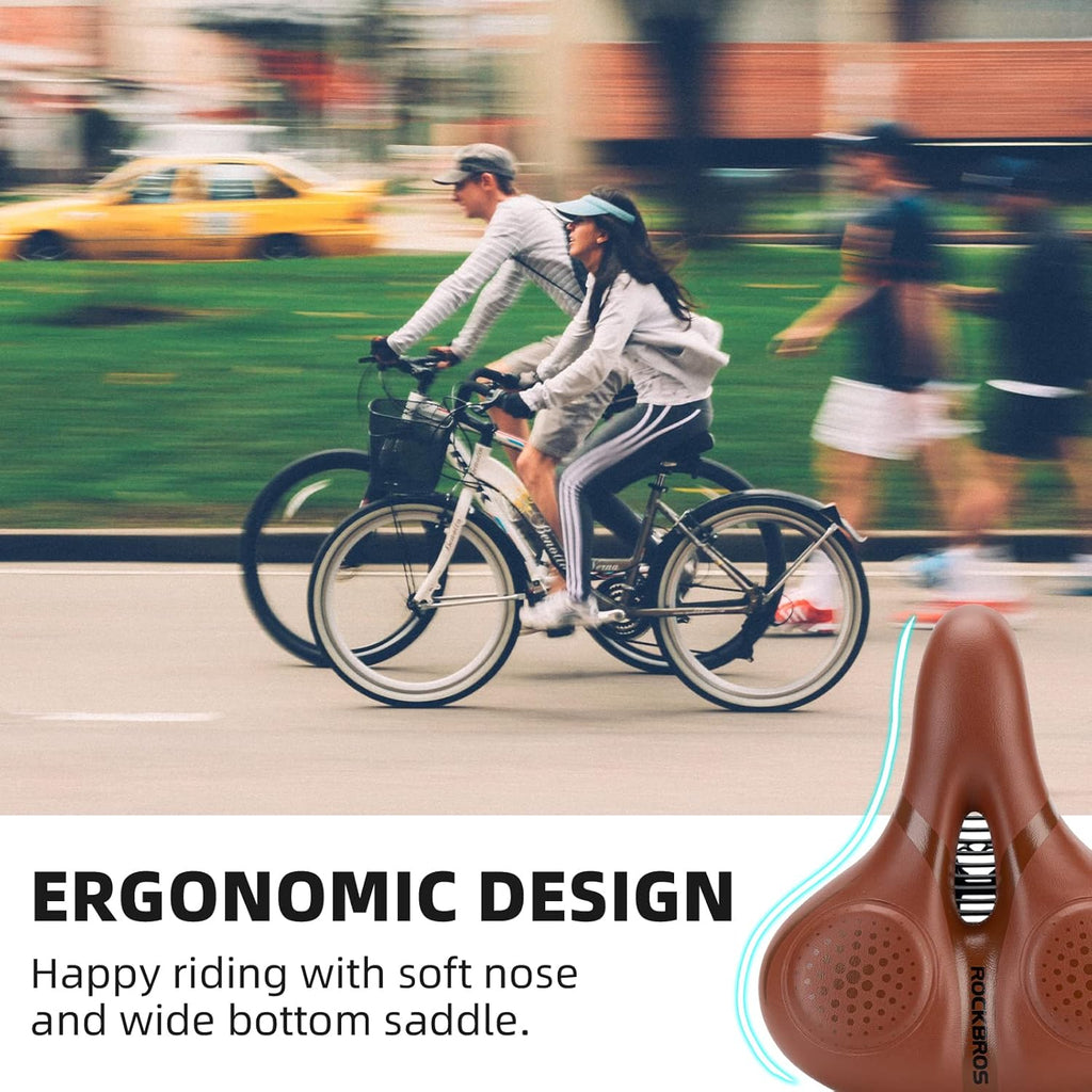 ROCKBROS sillín de bicicleta para mujeres y hombres con espuma viscoelástica cómoda, relieve que alivia la presión, para MTB, bicicletas urbanas y de trekking, ergonómico, transpirable, resistente al agua, accesorios para bicicletas urbanas, ciclismo