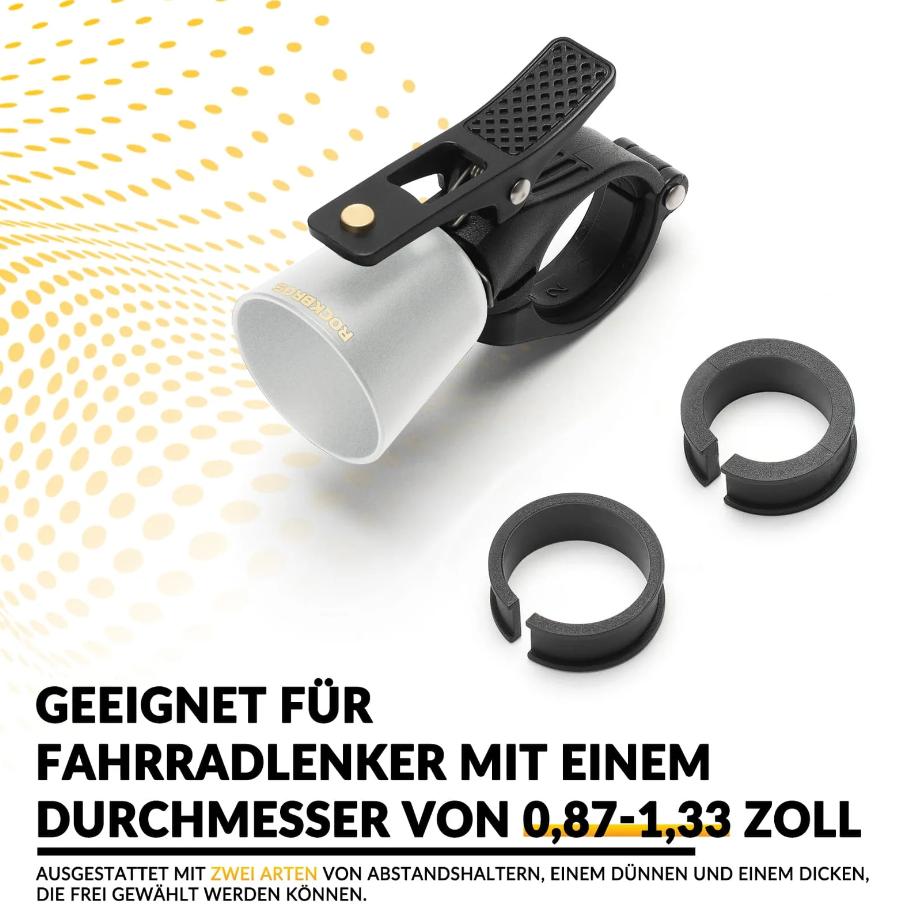 ROCKBROS timbre de bicicleta retro y potente para MTB y bicicletas de carretera, compatible con manubrios de 22–31,8 mm, diseño universal en aleación de cobre, fácil de usar