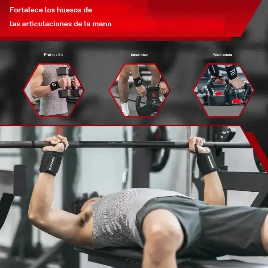 ROCKBROS venda de muñeca, 1 par, soportes de sujeción transpirables para entrenamiento y fitness, material de nailon elástico, soporte fuerte para mujeres y hombres – vendas de muñeca