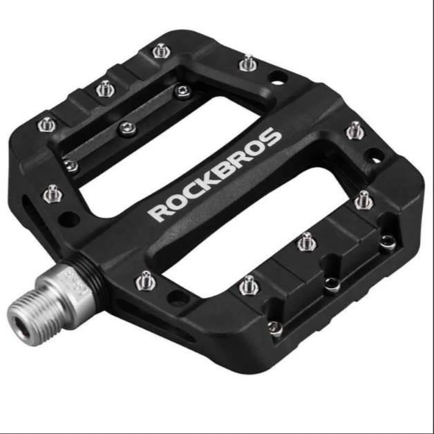 ROCKBROS Pedal de Bicicleta MTB Premium 9/16 Pulgadas con 3 Rodamientos de Bolas de Nylon Cr+Mo Acero Antideslizante Picos 10 Picos por Pedal 12x10.5x2cm Ligero y Duradero