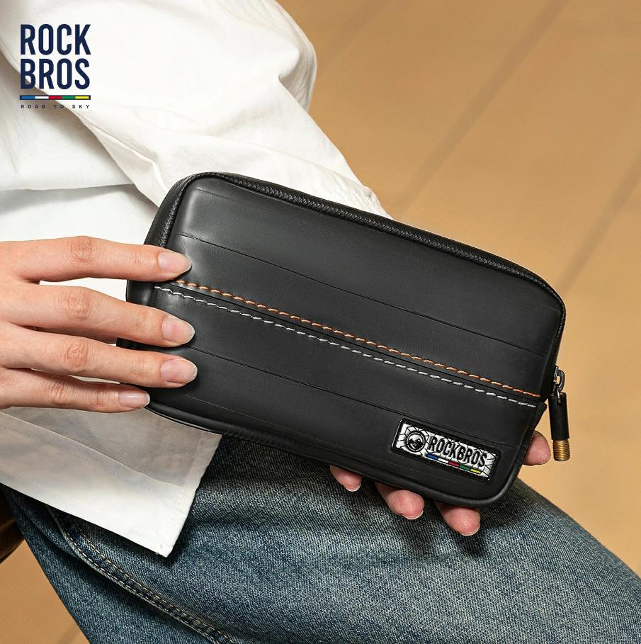 ROCKBROS Bolsos sostenibles de reciclaje de neumáticos 0,4L compactos ligeros portátiles con varios compartimentos para excursiones en bicicleta y desplazamientos bag
