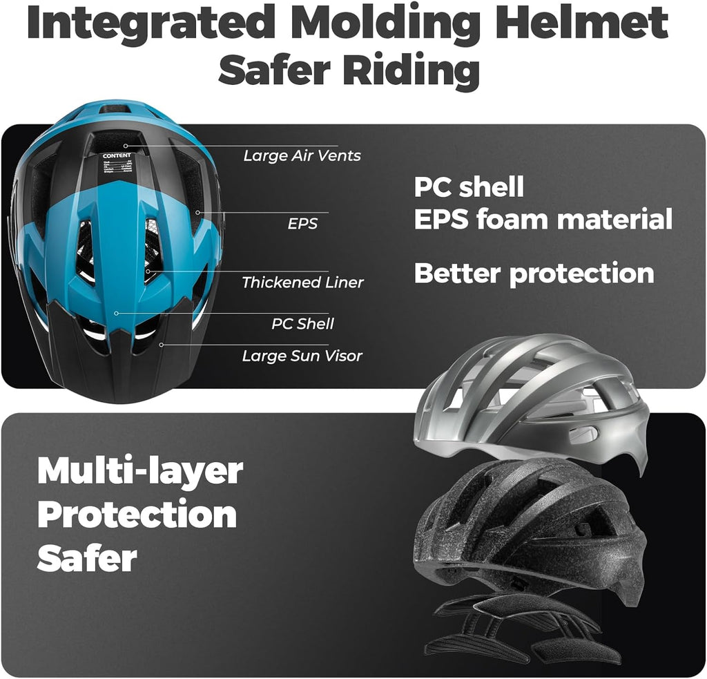 ROCKBROS casco de bicicleta certificado CE, casco de seguridad para hombres y mujeres, compatible con MTB y carretera, accesorios, talla única 56–62 cm