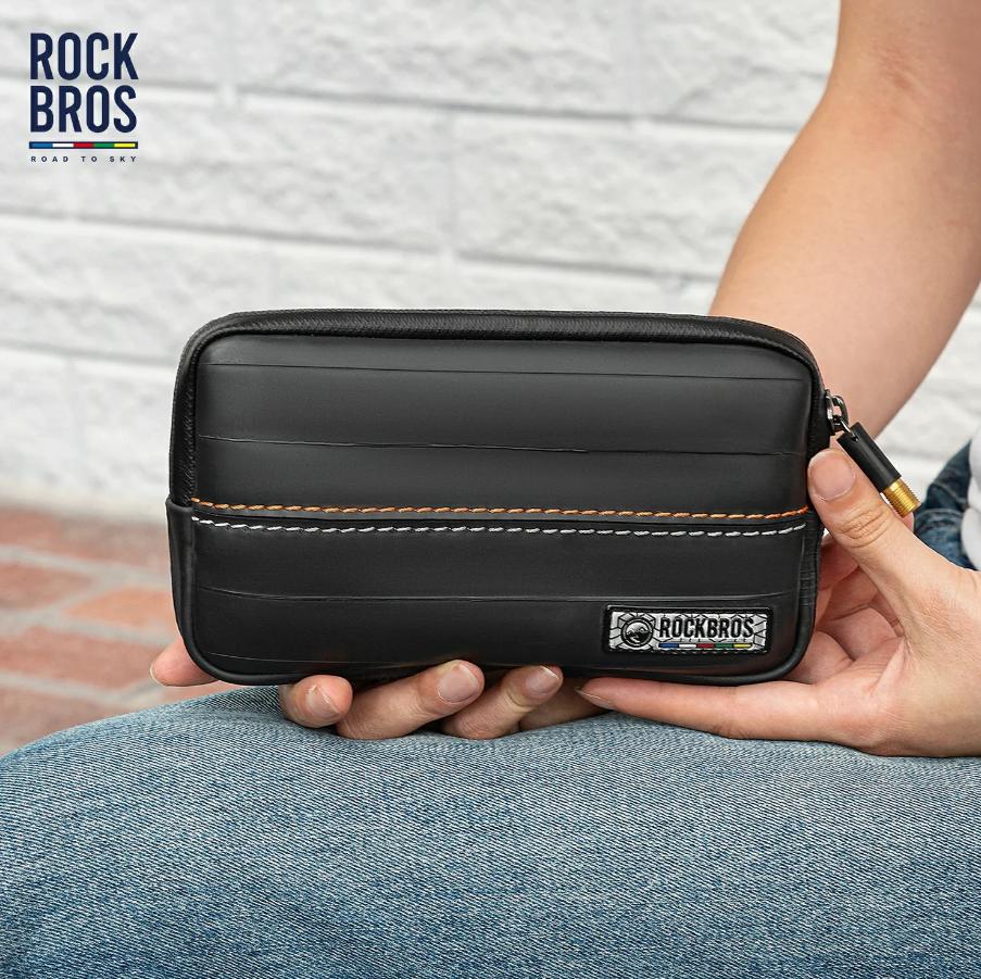 ROCKBROS Bolsos sostenibles de reciclaje de neumáticos 0,4L compactos ligeros portátiles con varios compartimentos para excursiones en bicicleta y desplazamientos bag
