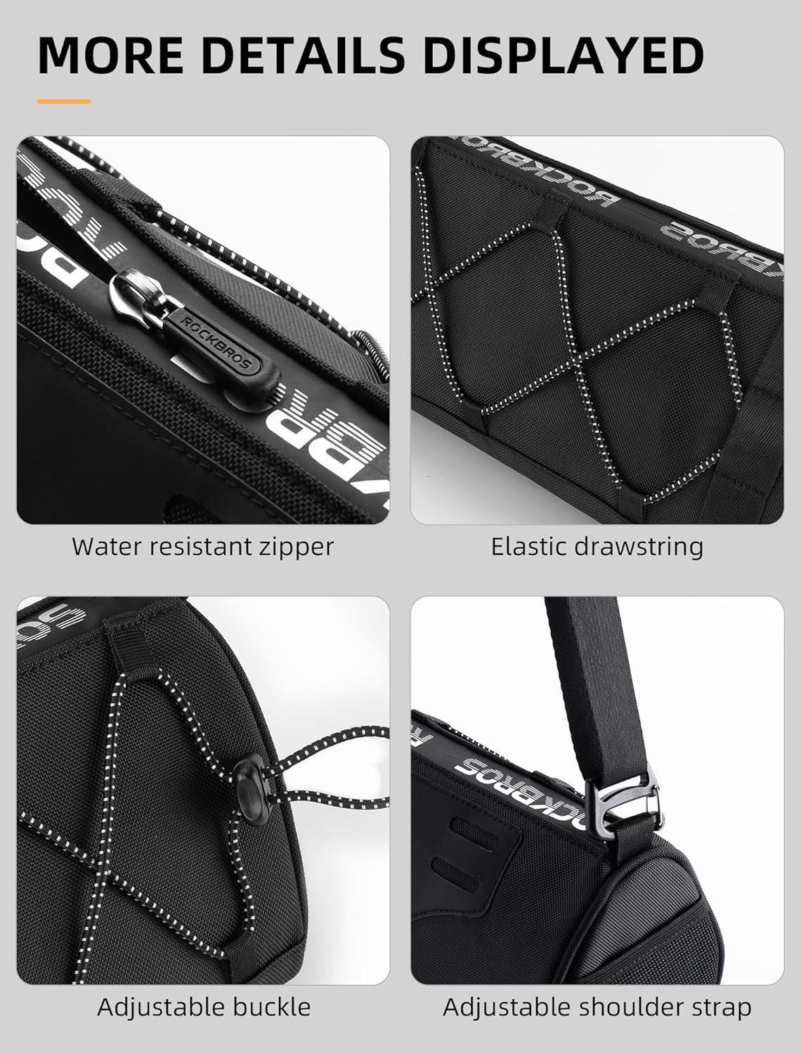 ROCKBROS Bolsa de Manillar Bolsa de Bicicleta Multifuncional Manillar Bolsa de Bicicleta con Correa de Hombro 1,5L