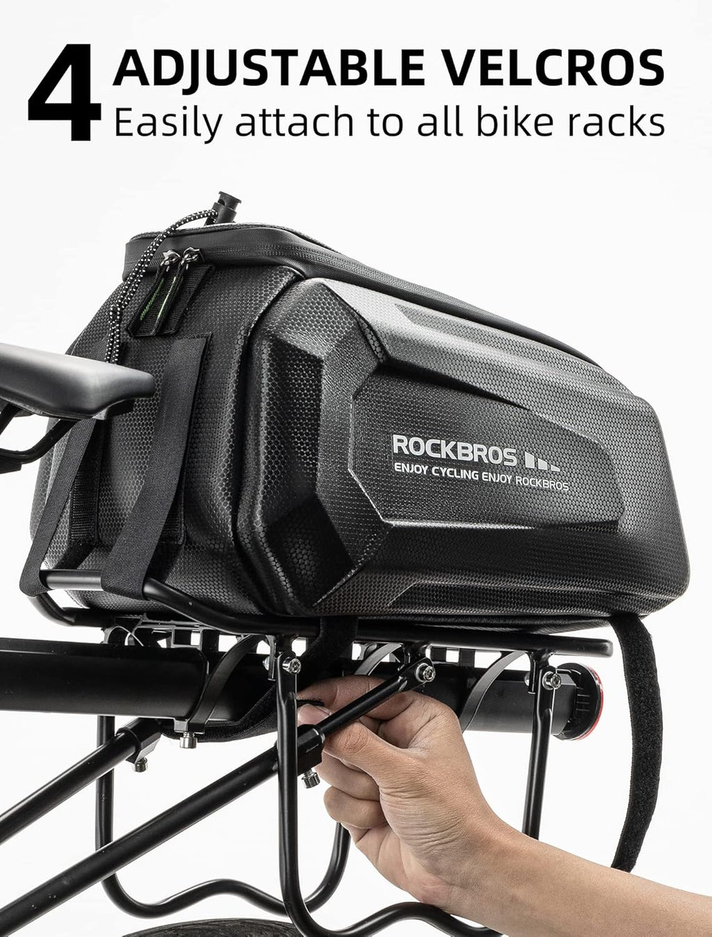 ROCKBROS Bolsa de Portaequipajes para Bicicleta 9L Impermeable con Cubierta de Lluvia y Correa de Hombro Cintas Reflectantes y 4 Correas Ajustables con Cierre de Velcro para Mayor Seguridad y Estabilidad