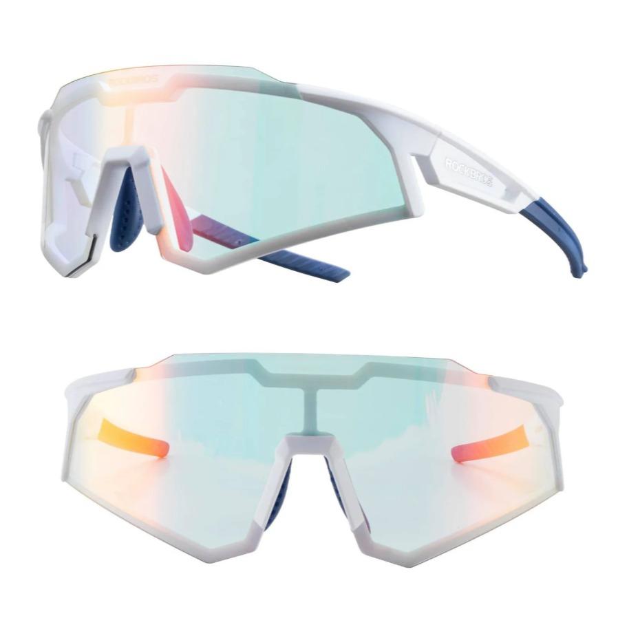 ROCKBROS Gafas de sol Gafas de ciclismo Gafas automáticas fotocromáticas al aire libre Protección UV400 Lente de PC Marco TR93 Agujeros de ventilación Tira de goma antideslizante 31g Ligero
