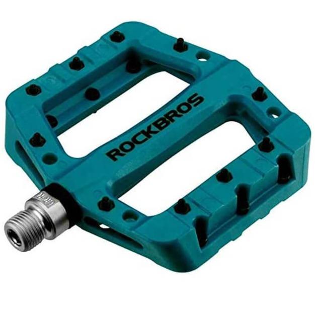 ROCKBROS Pedal de Bicicleta MTB Premium 9/16 Pulgadas con 3 Rodamientos de Bolas de Nylon Cr+Mo Acero Antideslizante Picos 10 Picos por Pedal 12x10.5x2cm Ligero y Duradero