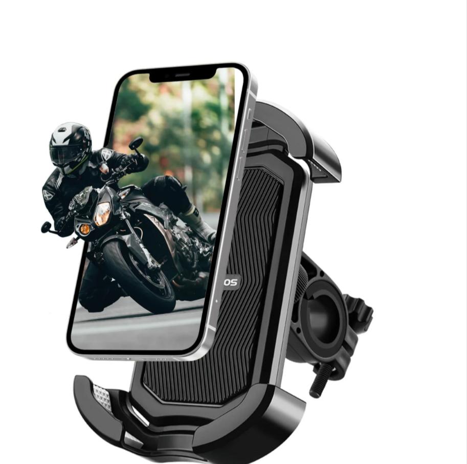 ROCKBROS Soporte Móvil Bicicleta & Moto – Rotación 360°, Antigolpes & Seguro, para Smartphones 4.7–7 Pulgadas, Fácil Instalación Material EVA Resistente Puerto de Carga Compatible con Teléfonos, Ideal E-Bike, Bicicleta de Carretera, MTB, Urbano