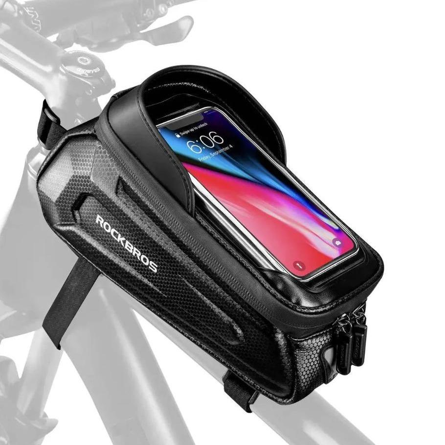 ROCKBROS Bolsa de bicicleta impermeable con pantalla táctil TPU, 1,7 l y 1,3 l, resistente al desgaste, reflectante, gran capacidad, adecuada para teléfonos móviles de hasta 6,8 inch, carcasa rígida de EVA 3D, con protección contra la lluvia