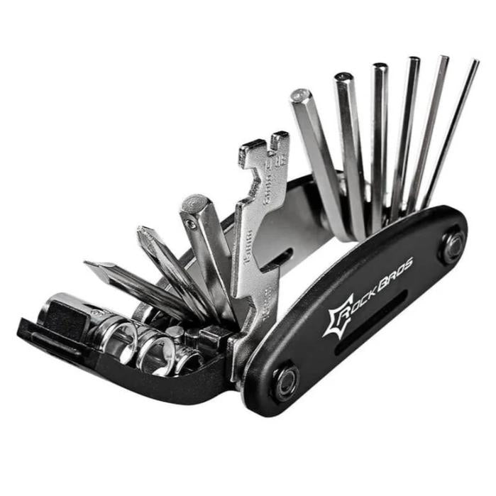 ROCKBROS Herramienta Multifuncional de Bicicleta 16 en 1 Herramienta de Reparación Pequeña y Ligera con Llaves de 2, 2.5, 3, 4, 5 y 6 mm para Ciclismo Camping y Deportes al Aire Libre