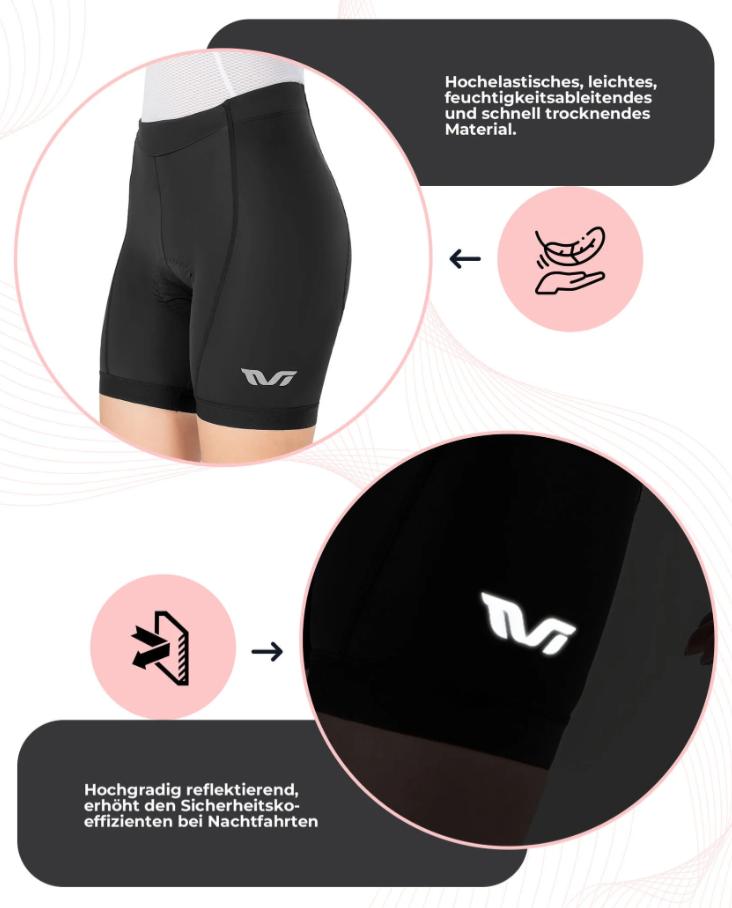 Pantalones cortos de ciclismo ROCKBROS TVI para mujer, acolchados y de secado rápido