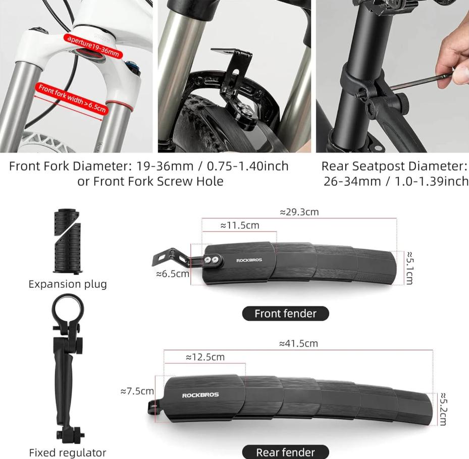 Guardabarros Delantero Y Trasero Retráctiles Para Bicicleta