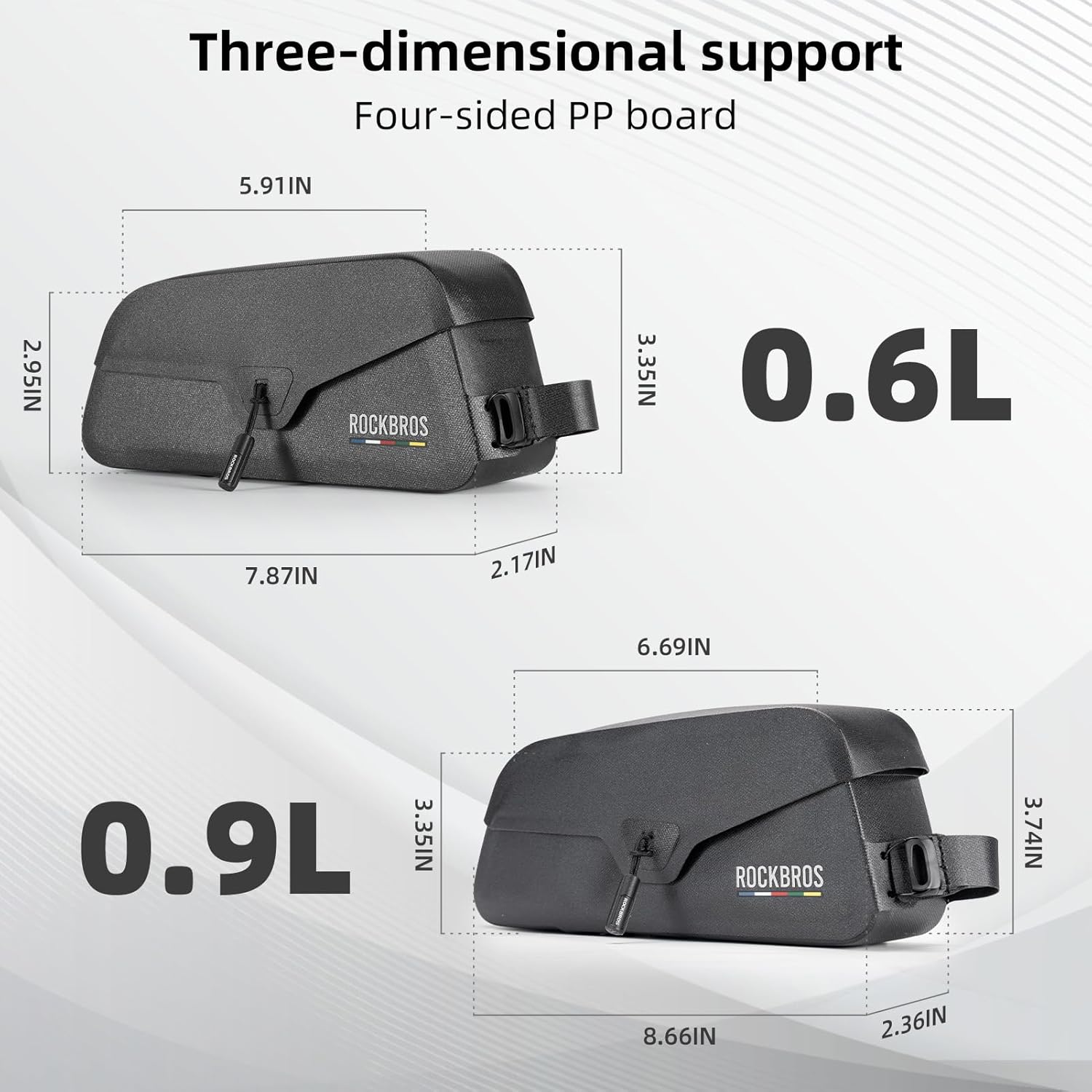 ROCKBROS ROAD TO SKY Bolsa de Alforja Superior Magnética 100% Impermeable con Diseño de Tapa Plegable Magnética 600D Poliéster Revestimiento TPU 0.6L & 0.9L Capacidad para Ciclismo-Ciclismo Protección de Marco de Bicicleta & Estable