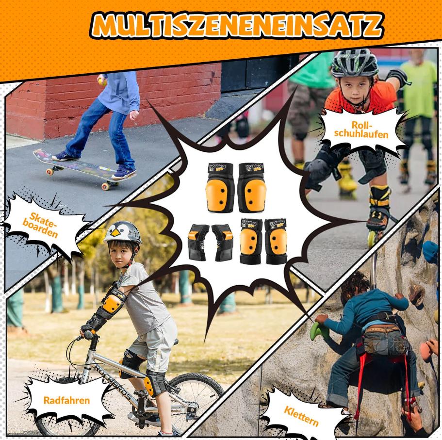 Rodilleras ROCKBROS para niños, set de almohadillas cómodas 6 en 1, protectores para ciclismo y deportes