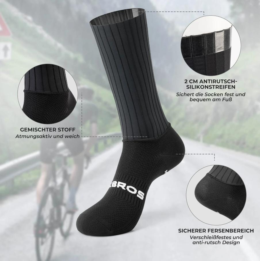 ROCKBROS calcetines de ciclismo, transpirables, de compresión, de 95% poliamida y 5% elastano, con tejido de malla para una ventilación y comodidad óptimas