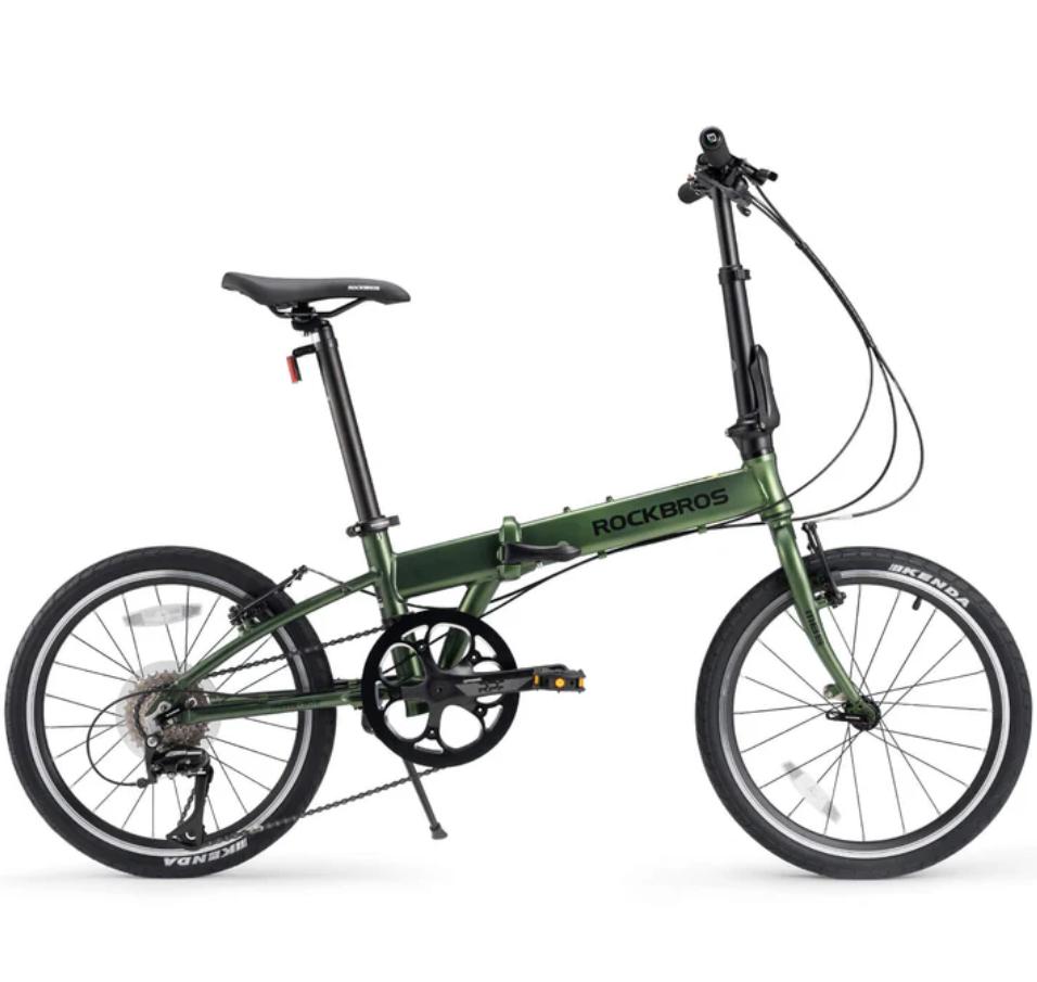 ROCKBROS bicicleta plegable de 20 inch de aluminio con 8 velocidades y frenos de disco, portátil y compacta para unisex (hombres y mujeres), diseño de plegado rápido, lista para la ciudad, duradera