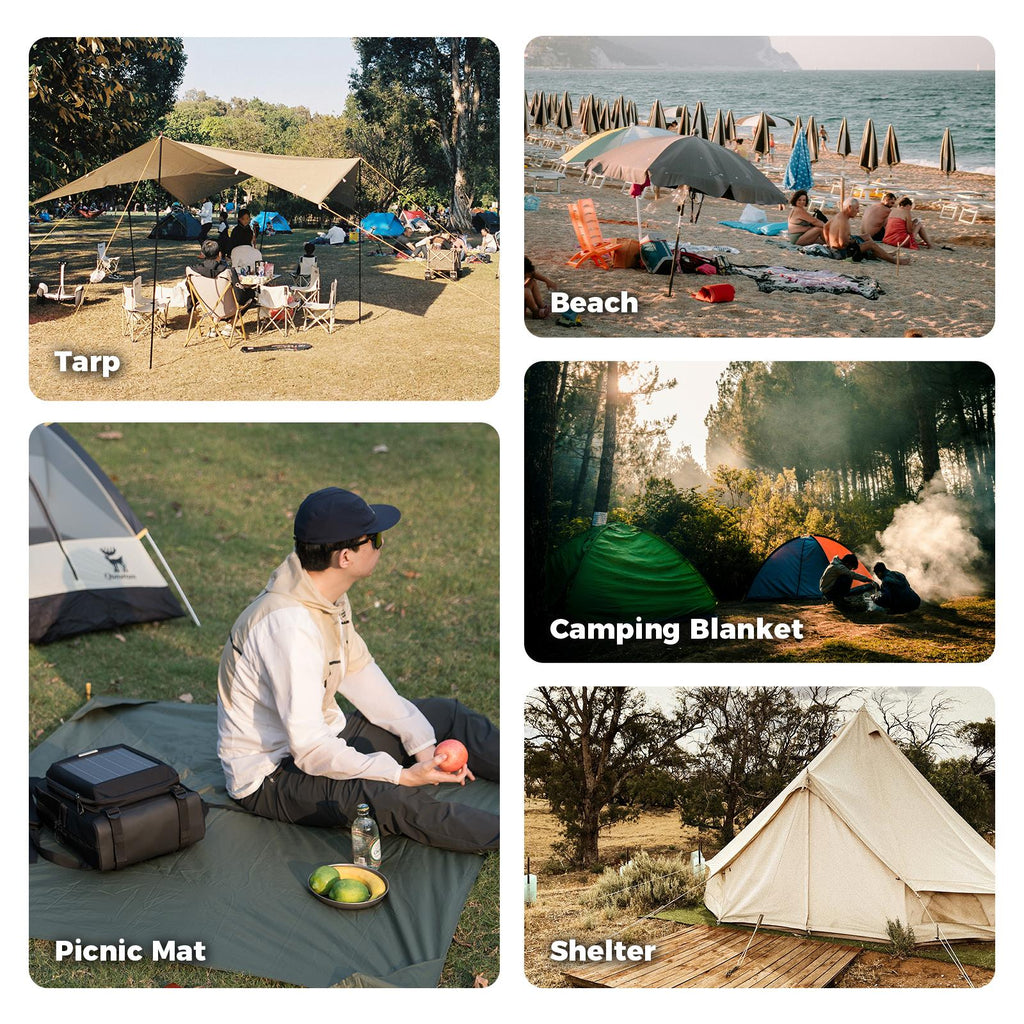 ROCKBROS Manta de picnic mini ligera y plegable – impermeable, a prueba de viento y portátil para acampada, parque, playa, picnic al aire libre – con mosquetón y estacas, compacta y resistente para llevar