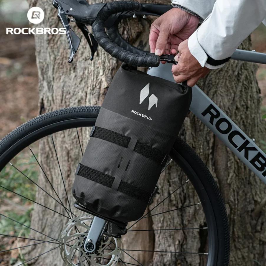 ROCKBROS bolsa impermeable para portapaciente de 7 L AS-156 RideMate para horquilla delantera de poliéster con cremallera y cierre de velcro de tres puntos