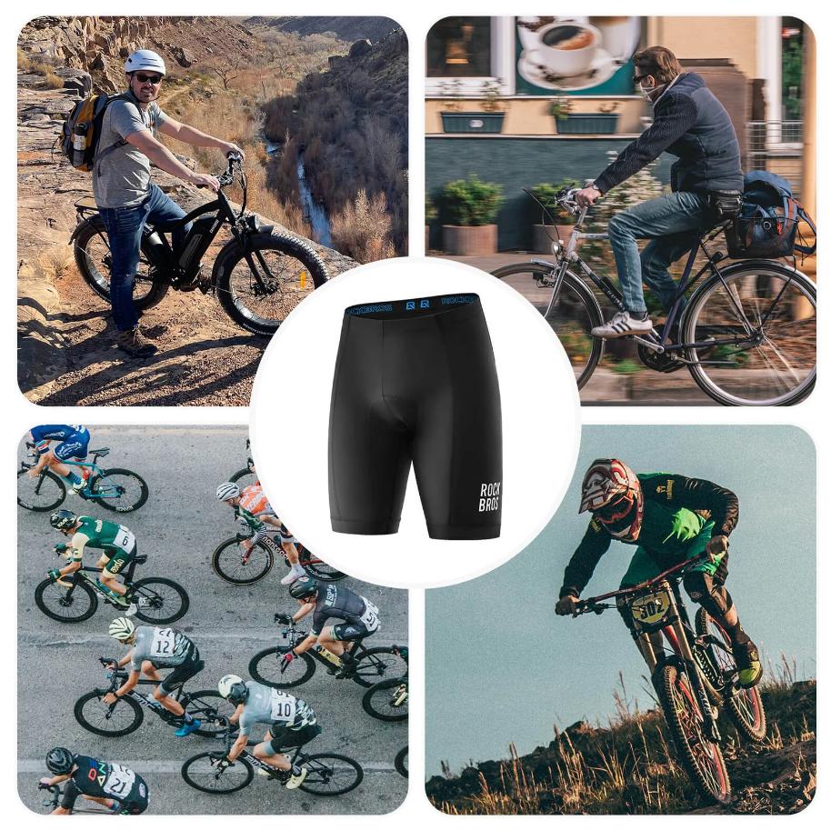 ROCKBROS Pantalones Cortos de Ciclismo con Acolchado para Hombre - Corte 3D y Tela Ultraelástica - Logo Reflectante - Máxima Comodidad y Seguridad en Bicicleta deporte shorts
