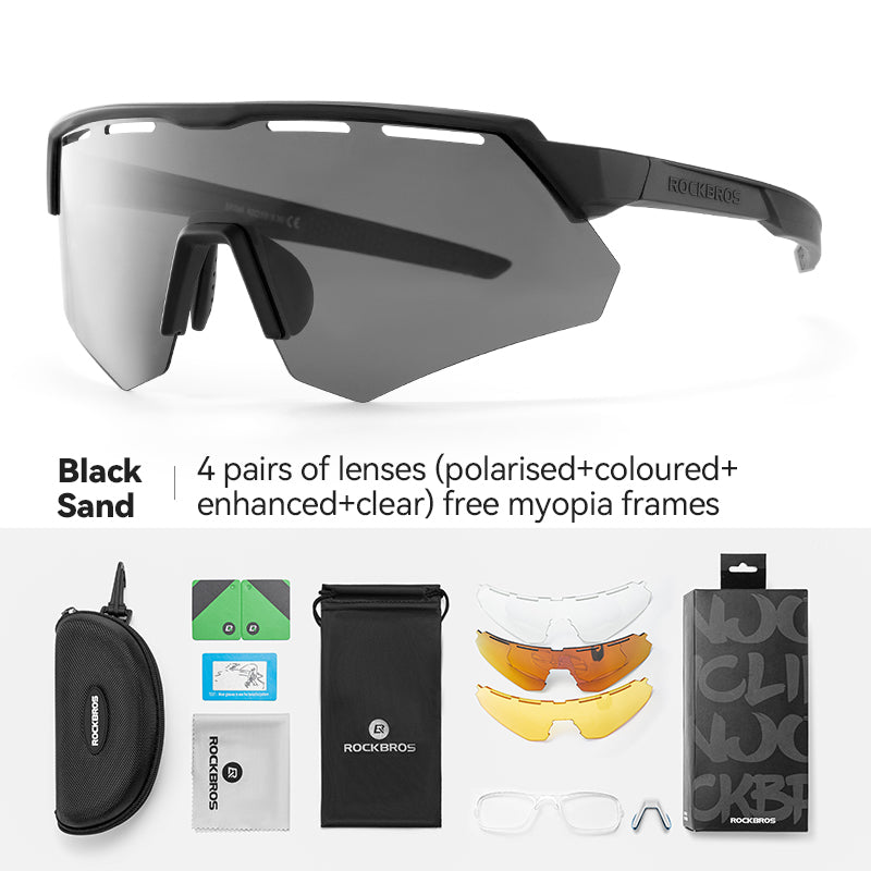 ROCKBROS Gafas de ciclismo Cambio de Color para Miopes Hombres Mujeres Corriendo al aire libre Deportes Bicicleta de carretera Gafas a prueba de viento