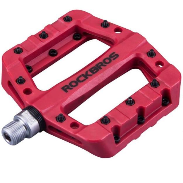 ROCKBROS Pedal de Bicicleta MTB Premium 9/16 Pulgadas con 3 Rodamientos de Bolas de Nylon Cr+Mo Acero Antideslizante Picos 10 Picos por Pedal 12x10.5x2cm Ligero y Duradero