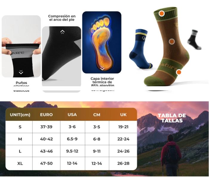 ROCKBROS Qunature Nature calcetines impermeables para exteriores - transpirables, cortavientos, resistentes al desgaste y antideslizantes - 85% algodón - con amortiguación de impactos y absorbentes de humedad