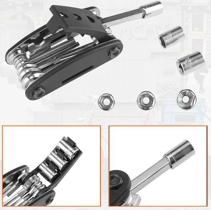ROCKBROS Herramienta Multifuncional de Bicicleta 16 en 1 Herramienta de Reparación Pequeña y Ligera con Llaves de 2, 2.5, 3, 4, 5 y 6 mm para Ciclismo Camping y Deportes al Aire Libre