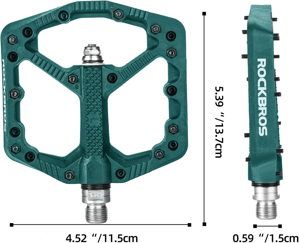ROCKBROS Pedal de Bicicleta de Nylon MTB Pedal Antideslizante Resistente al Desgaste 9/16’’ Pedales para MTB, Bicicleta de Carretera, Bicicleta Eléctrica