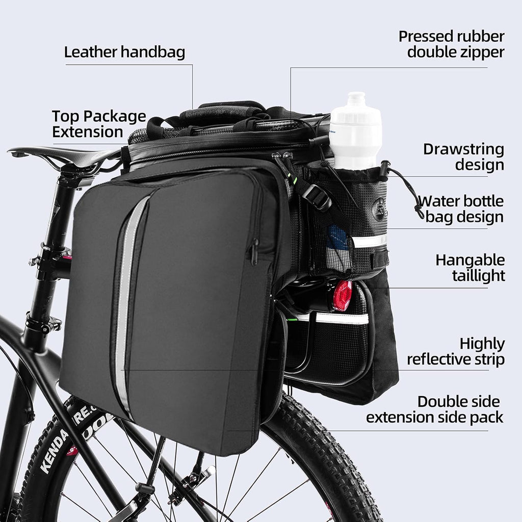 ROCKBROS Bolsa de Bicicleta para Portaequipajes 10-35L Bolsa de Almacenamiento Impermeable para Transporte