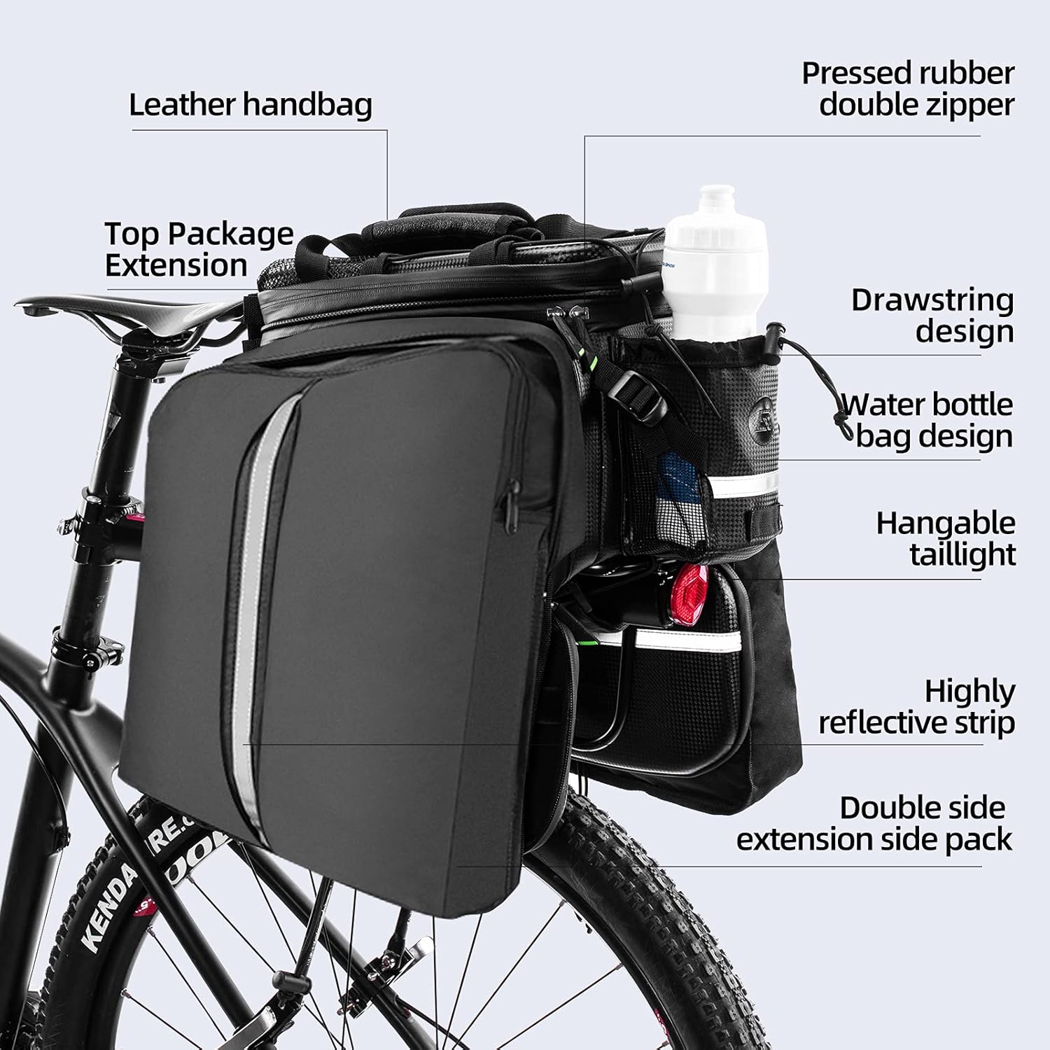 ROCKBROS Bolsa de Bicicleta para Portaequipajes 10-35L Bolsa de Almacenamiento Impermeable para Transporte