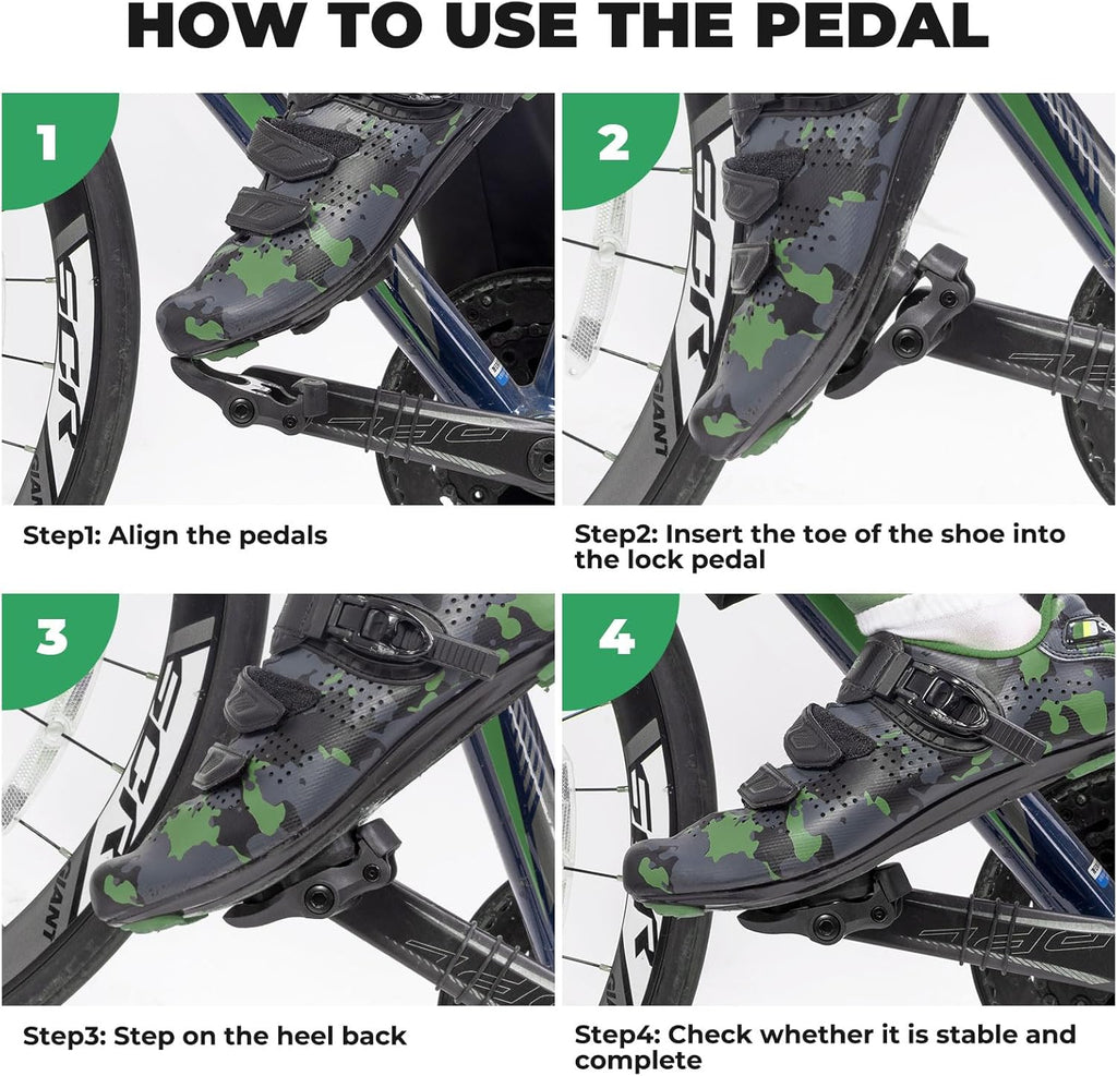 ROCKBROS pedales de carretera compatibles con sistema Look KEO, pedales de clic con tacos a 4.5°, plataforma de pedal de plástico de construcción ligera, tensión ajustable, eje de CrMo, para carretera & competición