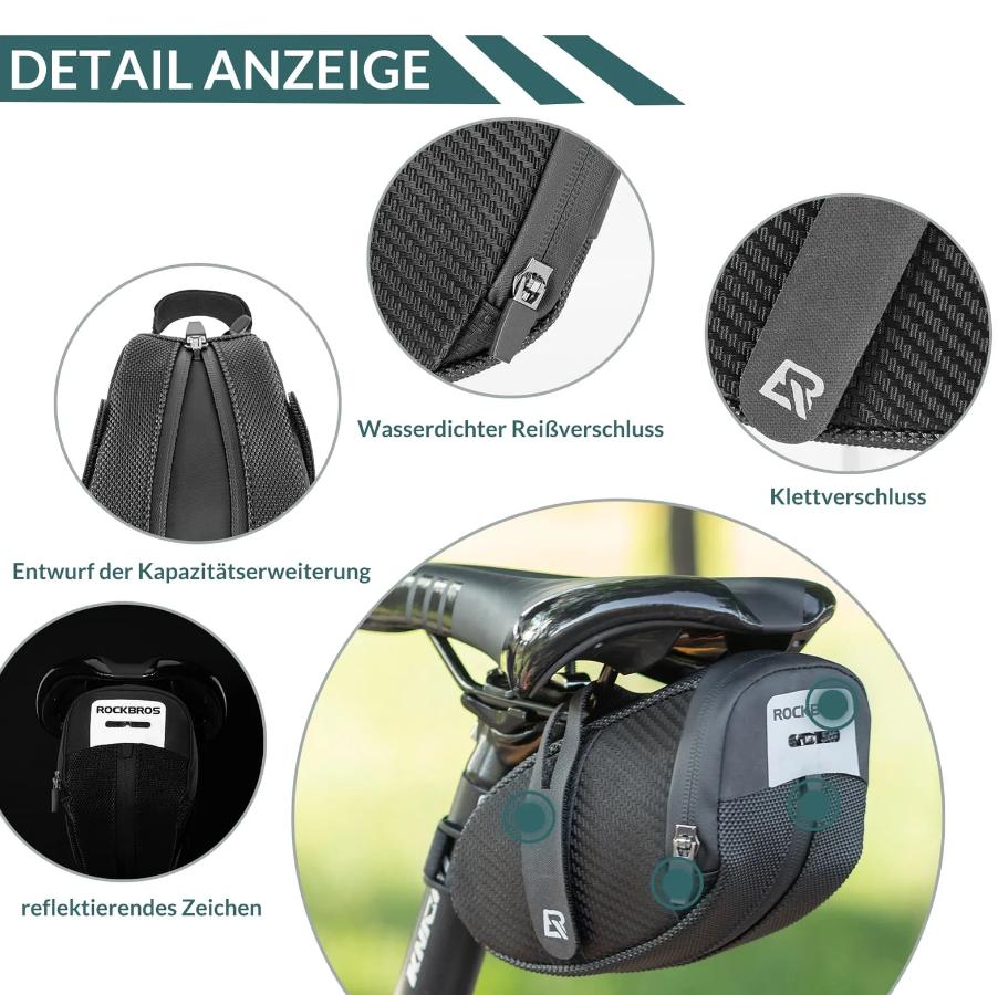 Bolsa de sillín ROCKBROS para bicicleta de montaña, bolsa de herramientas con soporte para luz trasera